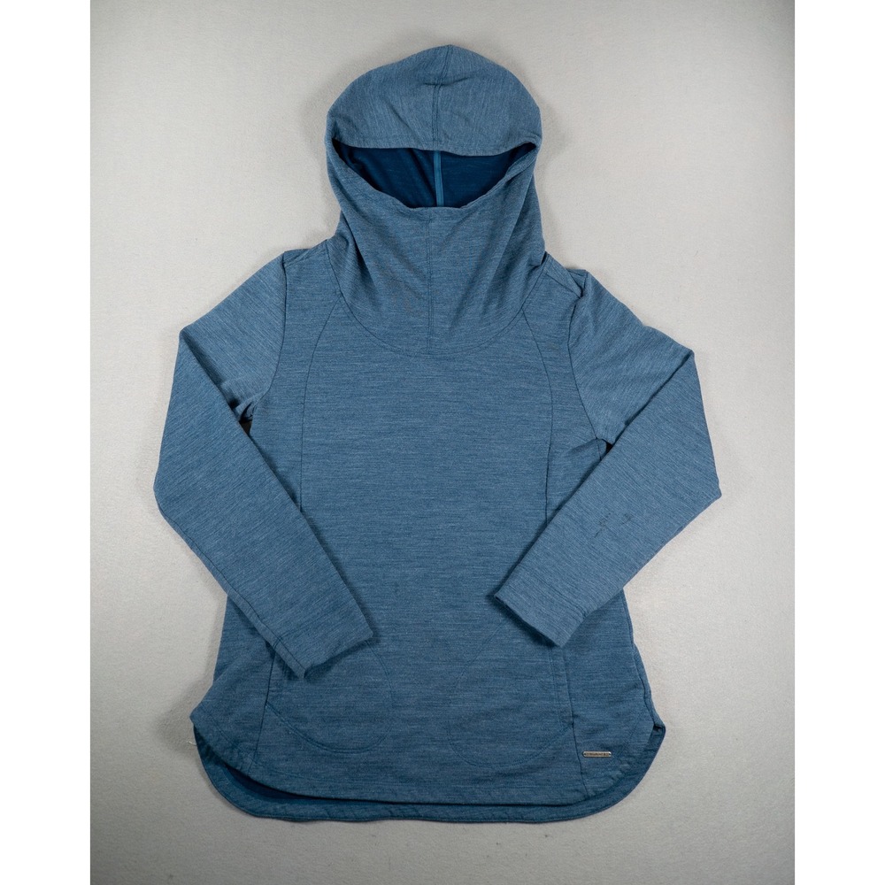 Smartwool Womens Hoodie Funnel Neck Merino Wool Blend Heathered Blue Size M
